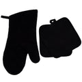 Black Cotton Kitchen Potholder(1) Mitt (2)