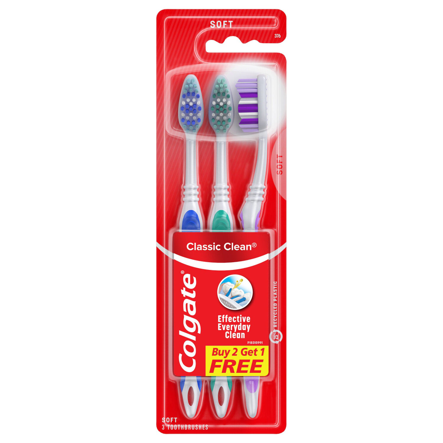 Colgate Classic Clean Soft-Bristle Toothbrushes, 3-ct. Pack