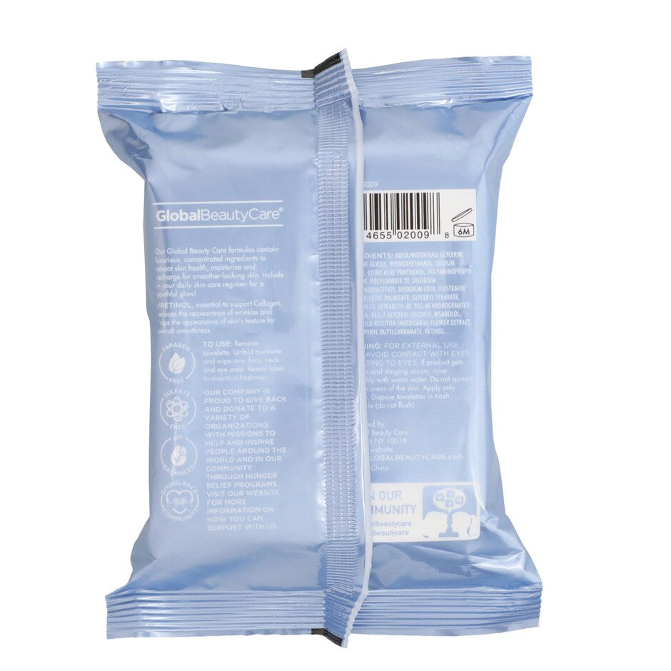Global Beauty Care Retinol Cleansing Cloth, 25-pc Pack