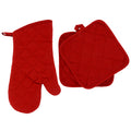 Red Cotton Kitchen Potholder (1) Mitt (2)