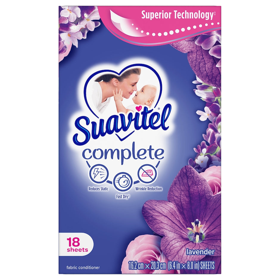 Suavitel Soothing Lavender Fabric Softener Dryer Sheets, 18-ct.